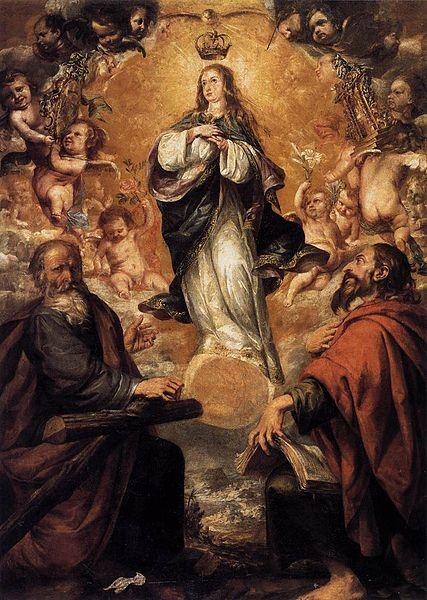 Juan de Valdes Leal Virgin of the Immaculate Conception with Sts Andrew and John the Baptist oil painting image